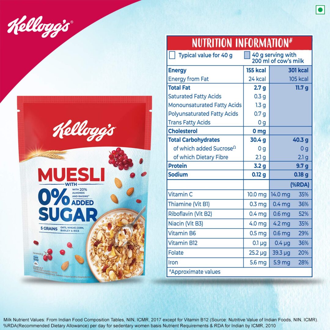 Kellogg’s Muesli With 0% Added Sugar, 500g | GoRevizon